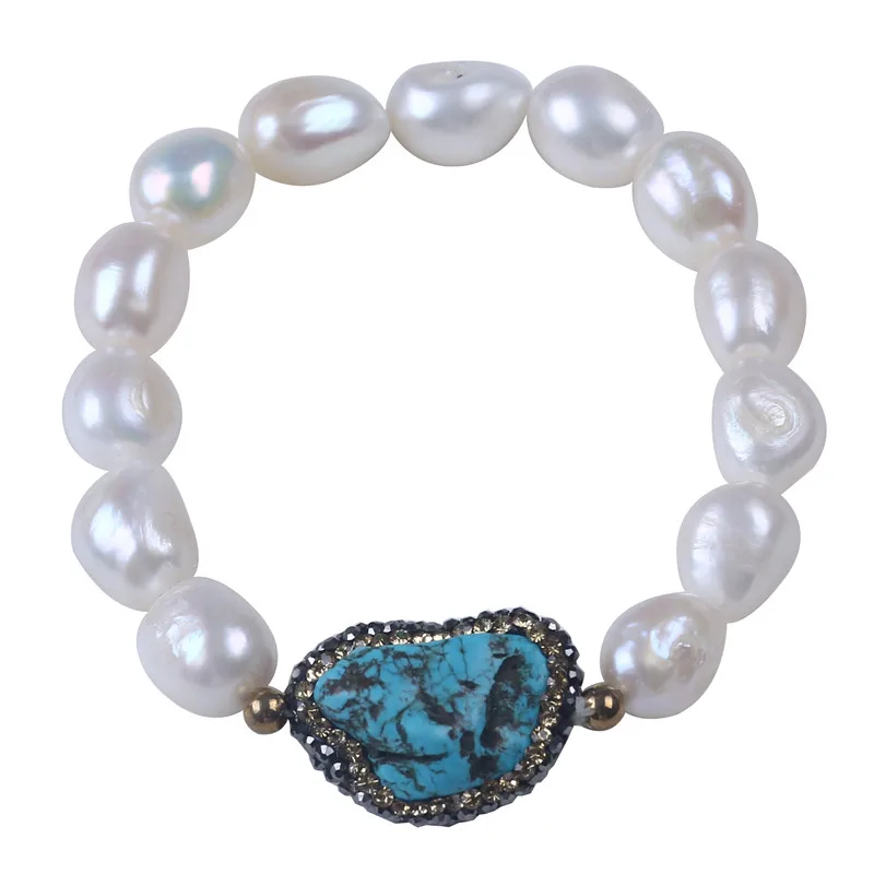 Женский модный браслет Зеленый Хаулит керамический белый барочный жемчужный
