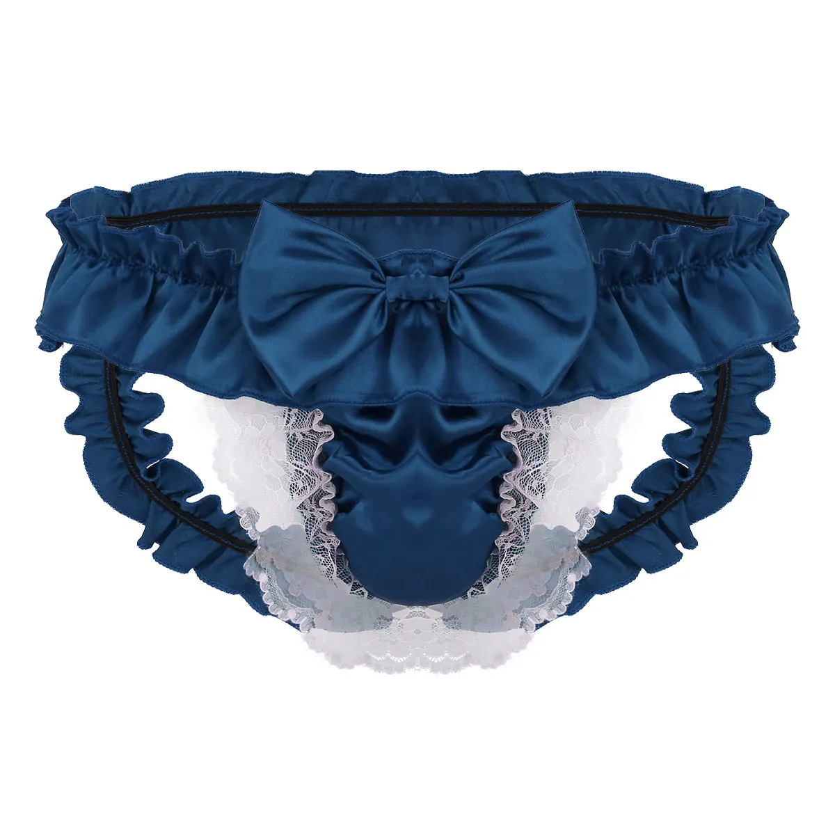 Новое поступление, мужское нижнее белье из мягкого атласа, с вырезами, низкая посадка, бикини для геев, стринги, нижнее белье, ночное белье, трусы - Цвет: Dark Blue