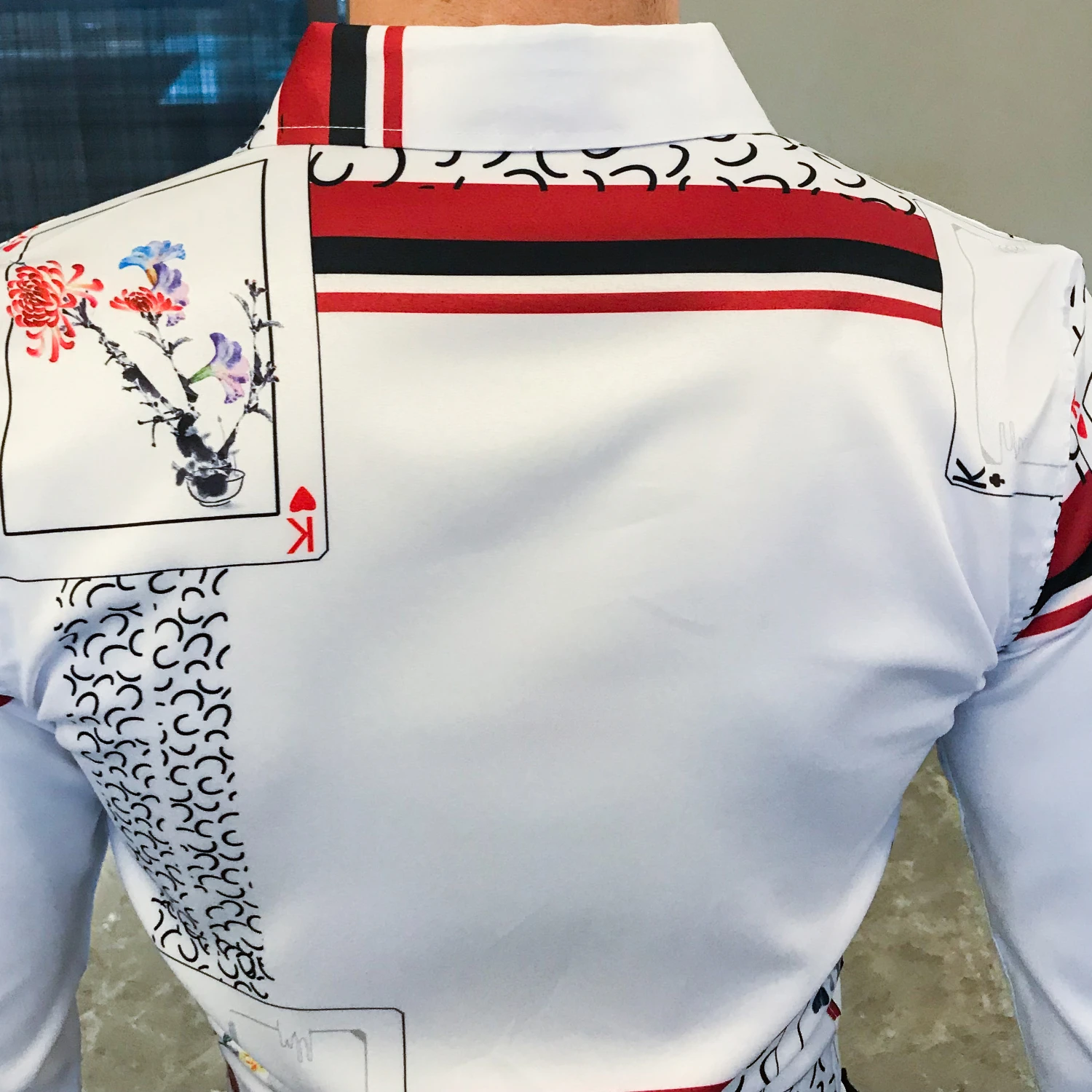 Мужская рубашка с принтом Camisa осенняя уличная Облегающая длинным рукавом