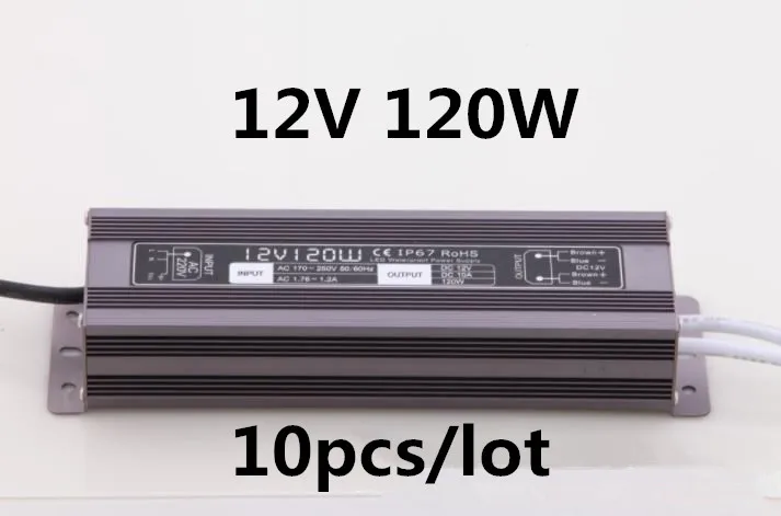 Водонепроницаемый драйвер для светодиодов IP67 10 шт. 12 В постоянного тока 120