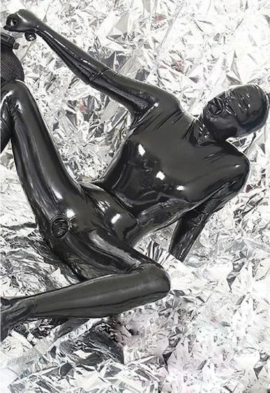 100%Latex Rubber Bodysuit Zipper Full-body Hood Black Catsuit Suit Size XS~XXL | Тематическая одежда и униформа