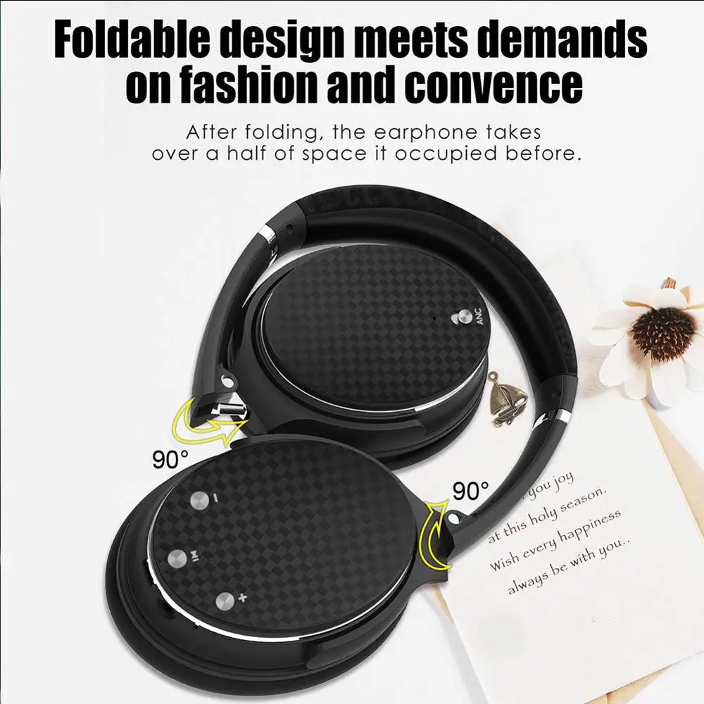 Bluetooth наушники с активным шумоподавлением складные микрофоном|Наушники и