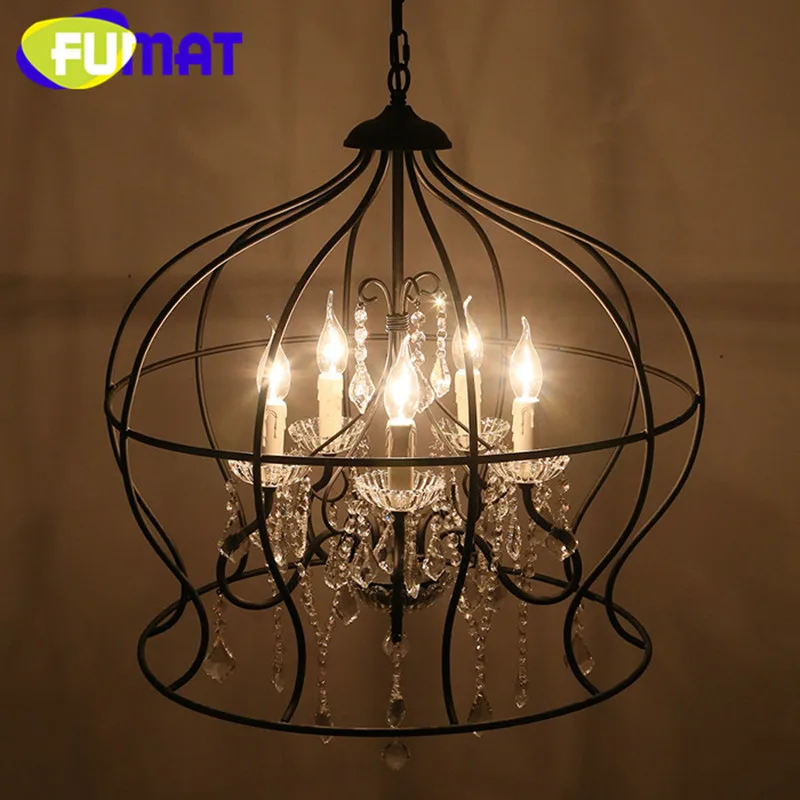 Американский кантри Винтаж Утюг Хрустальная люстра Корона Форма Гостиная