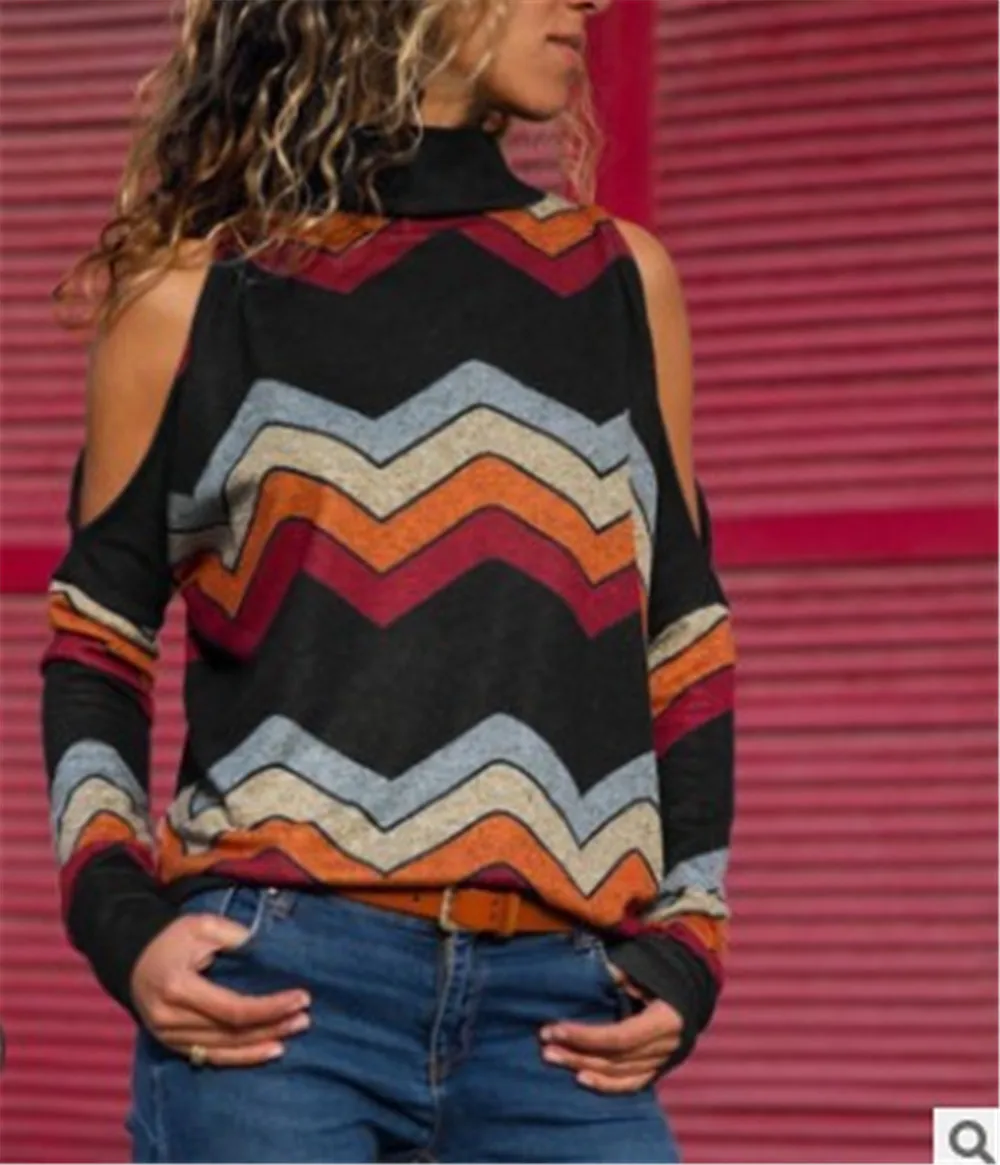 Женские блузки сексуальные топы с открытыми плечами Повседневная водолазка