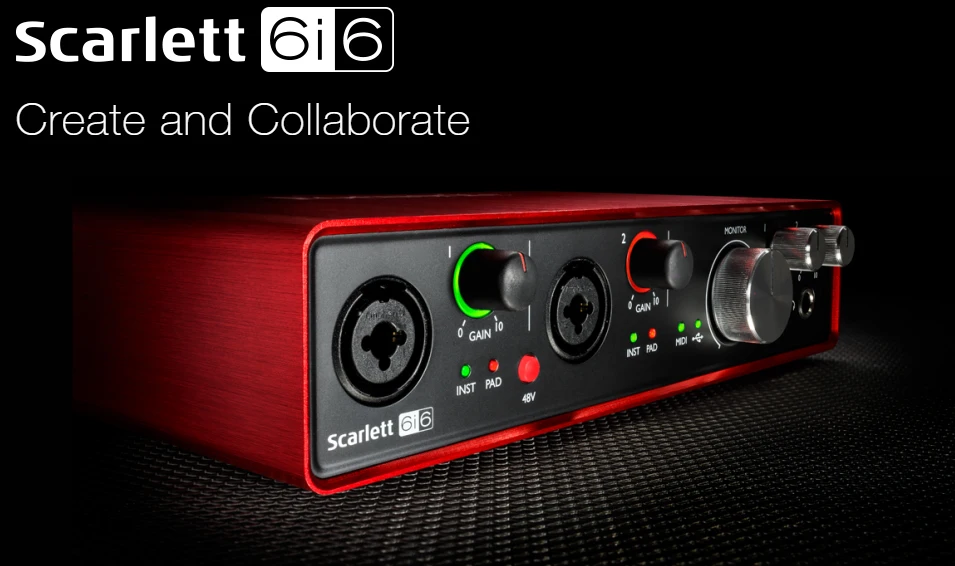 Новый оригинальный Focusrite Scarlett 6i6 (2nd Gen) 6 в USB 2.0 аудио интерфейс профессиональной