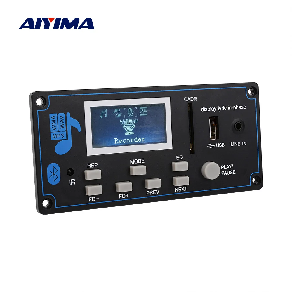 Bluetooth MP3 декодер AIYIMA плата WMA USB SD FM AUX Автомобильный модуль синхронизация слов DIY