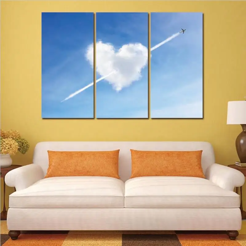 Картины на холсте искусство рисунок 3 предмета облако сердце любовь без рамки |