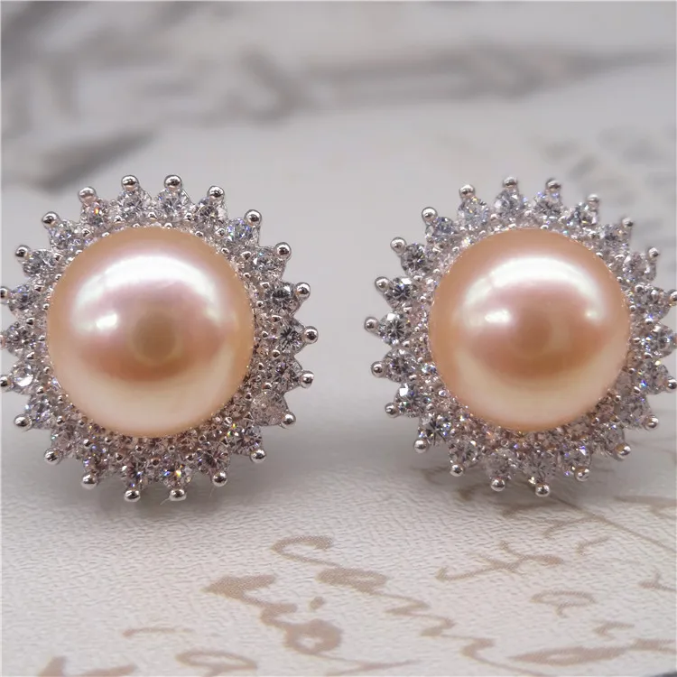 Женские серьги гвоздики из натурального жемчуга Eternal подарок стерлингового