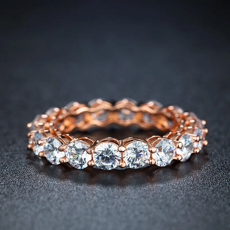Rose Gold Big Round Rings for Women Zircon Bling Stone Fashion Weeding Engagement Jewelry 2019 New | Украшения и аксессуары