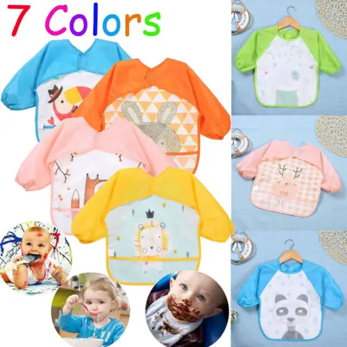 Детский водонепроницаемый Слюнявчик с длинным рукавом для кормления животных |