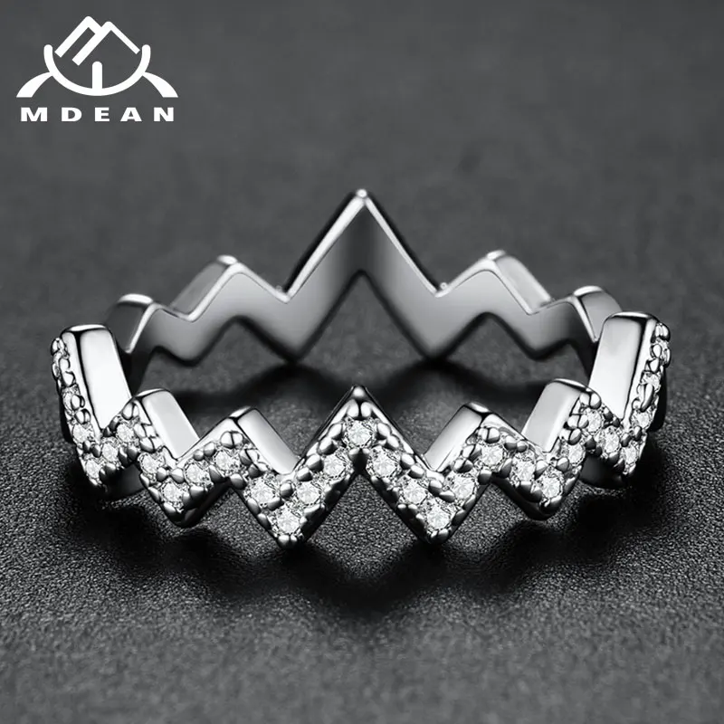 Кольца MDEAN белого золотого цвета для женщин, круглые свадебные, прозрачные AAA цирконы, ювелирные изделия Bague Bijoux, размер 6-10, R1021.