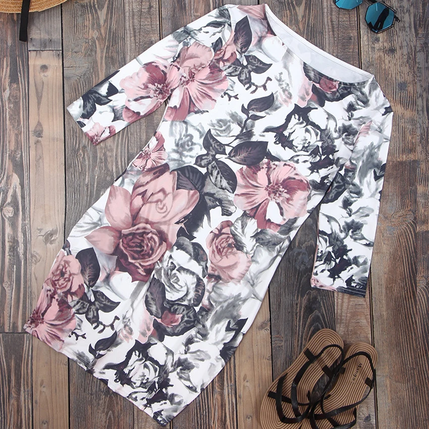 Элегантное женское платье с цветочным принтом летнее для работы бизнес на каждый