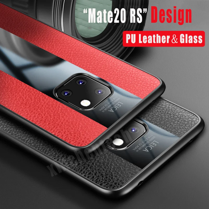 Роскошный кожаный чехол для huawei mate 20 Pro PU со стеклянной мягкой рамкой задняя