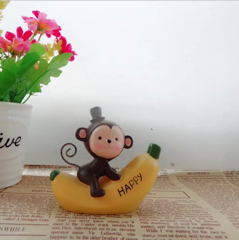 2 шт./компл. милые Искусственные смолы Сладкая обезьяна на банановых фигурок