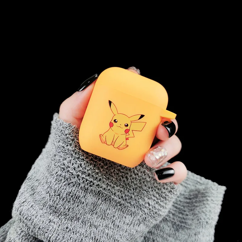Серебристый Беспроводной чехол для наушников Pokemon Pikachu с Bluetooth для Apple AirPods, силиконовый чехол для наушников s для Airpods1/2, защитный чехол - Цвет: Серебристый