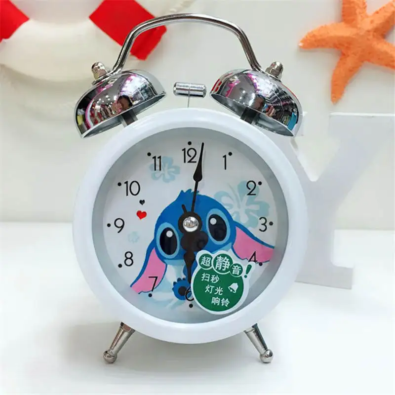 Новые часы disney Stitch, 3d мультяшный модный синий белый колокольчик, будильник для мальчиков и девочек, студенческий детский прикроватный будильник для спальни - Цвет: Stitch white