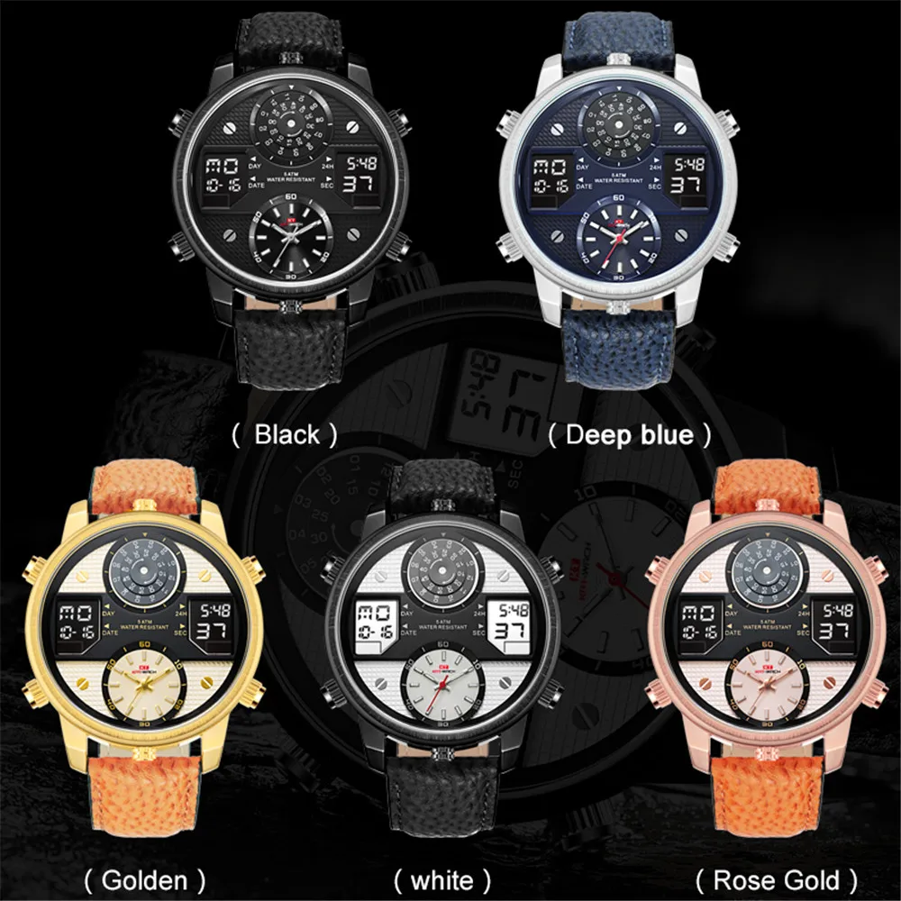 Мужские часы Chronograp спортивные кварцевые многофункциональные деловые с золотыми