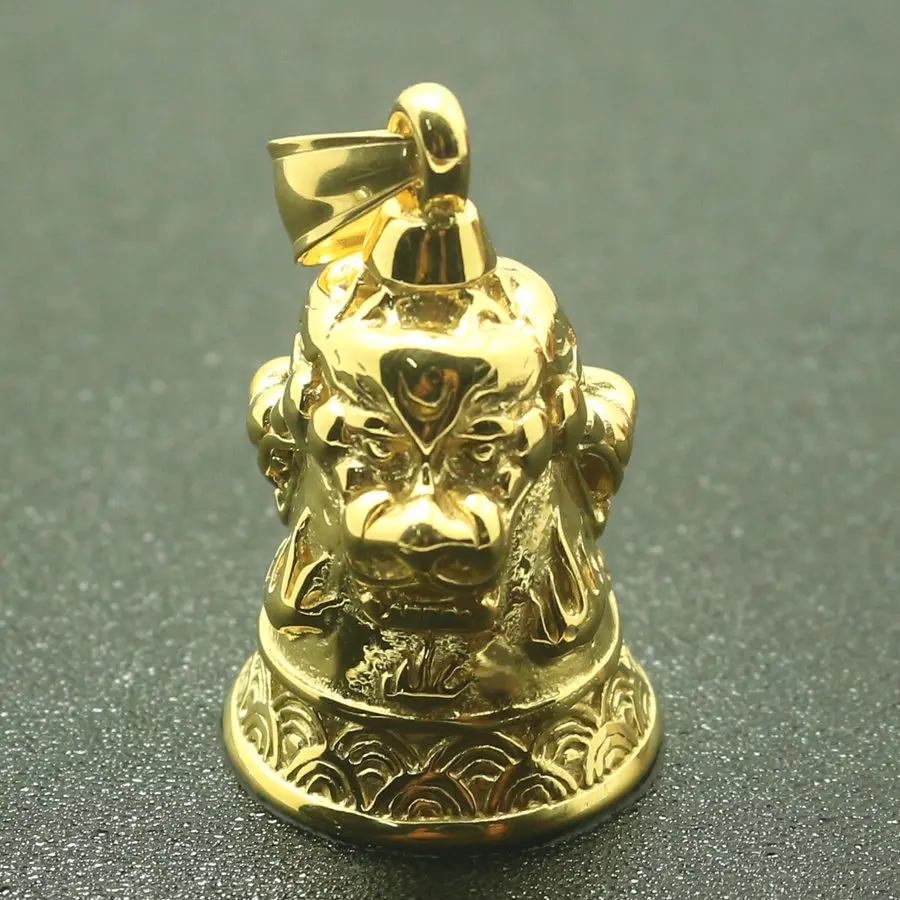 Golden Мужские Мальчики 316L нержавеющая сталь древний миф Loong Jingle подвеска-колокольчик с тремя рисунками - Окраска металла: Golden