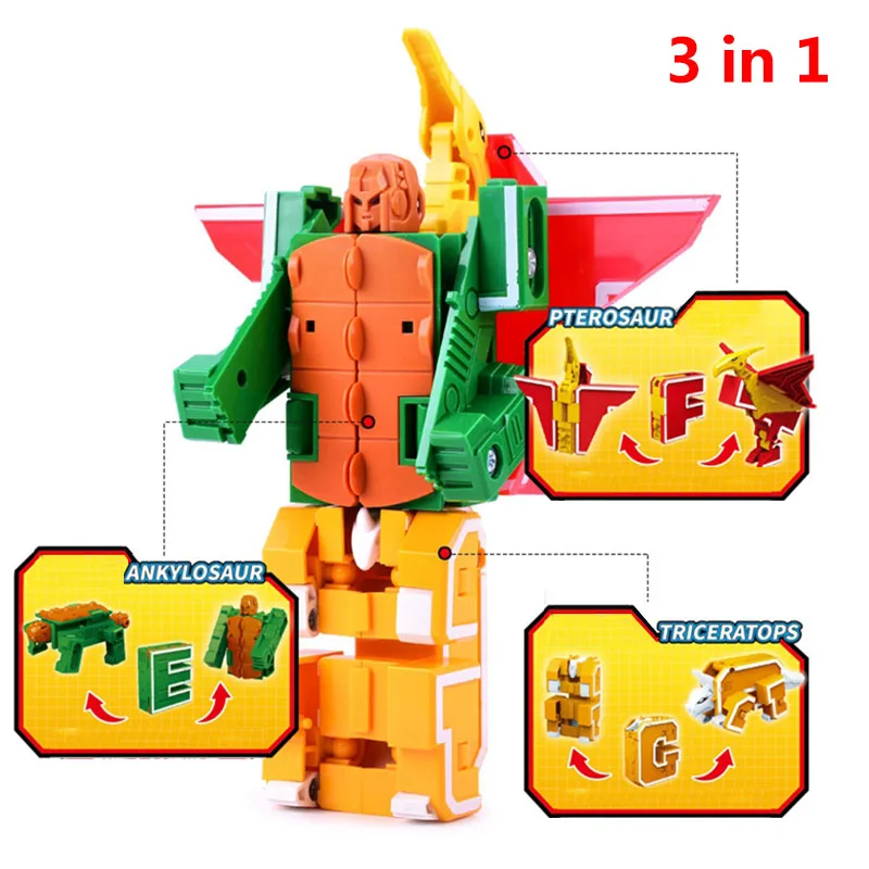 Обучающие игрушки Lensple в виде динозавра с английскими буквами сборные роботы