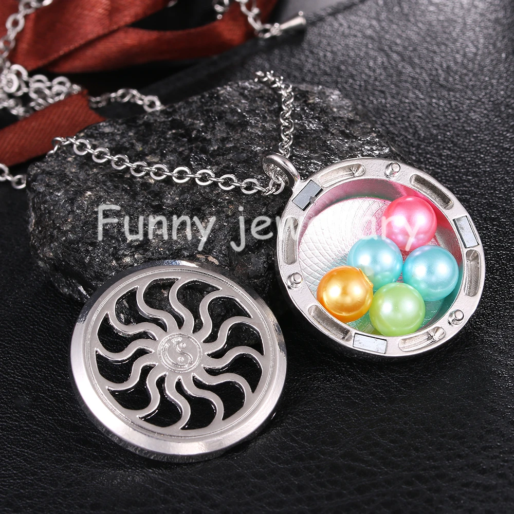 Yoga Chakra Pearl Cage Locket Pendant Necklace Living Memory Floating Charms Aroma Essential Oil Diffuser Gift | Украшения и