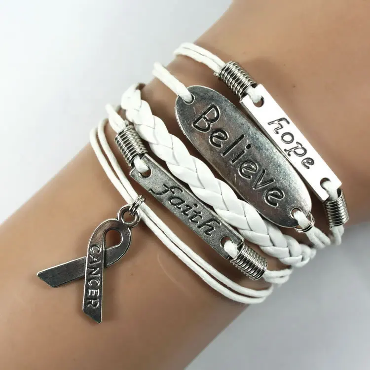 20 штук 7 Цвета многослойная кожаная веревка ручной работы розовый рак груди лента