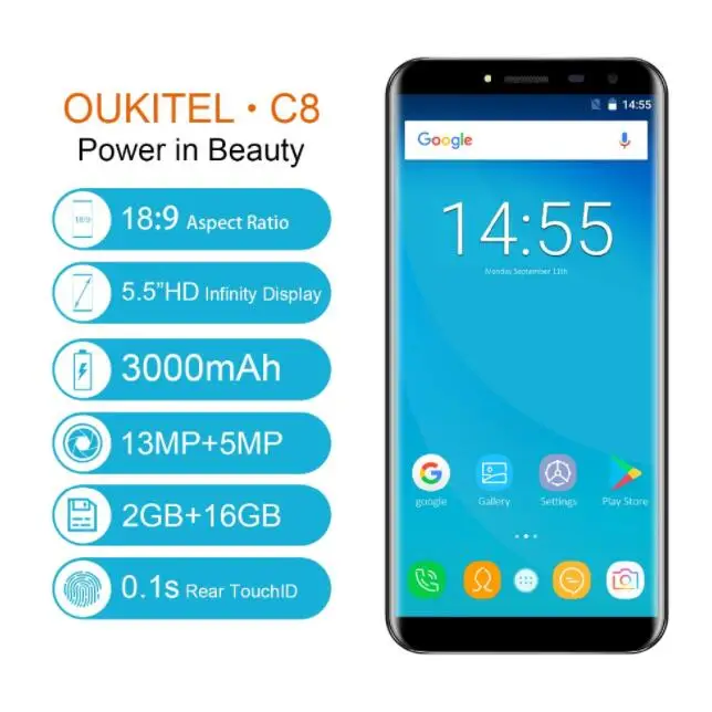 Бесплатная случае Oukitel C8 MT6580 4 ядра 3g Мобильный телефон 5 &quotHD 18:9 2 GB + 16 Android 7 0 13MP gps