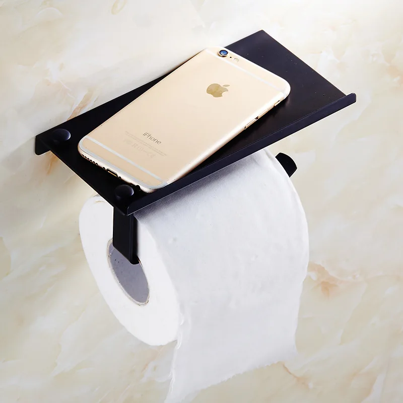 Держатель для туалетной бумаги из нержавеющей стали с полкой