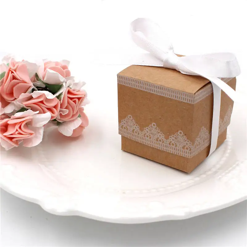 50 шт. кружевная Подарочная коробка из крафт бумаги в стиле ретро|box creative|box boxbox gift