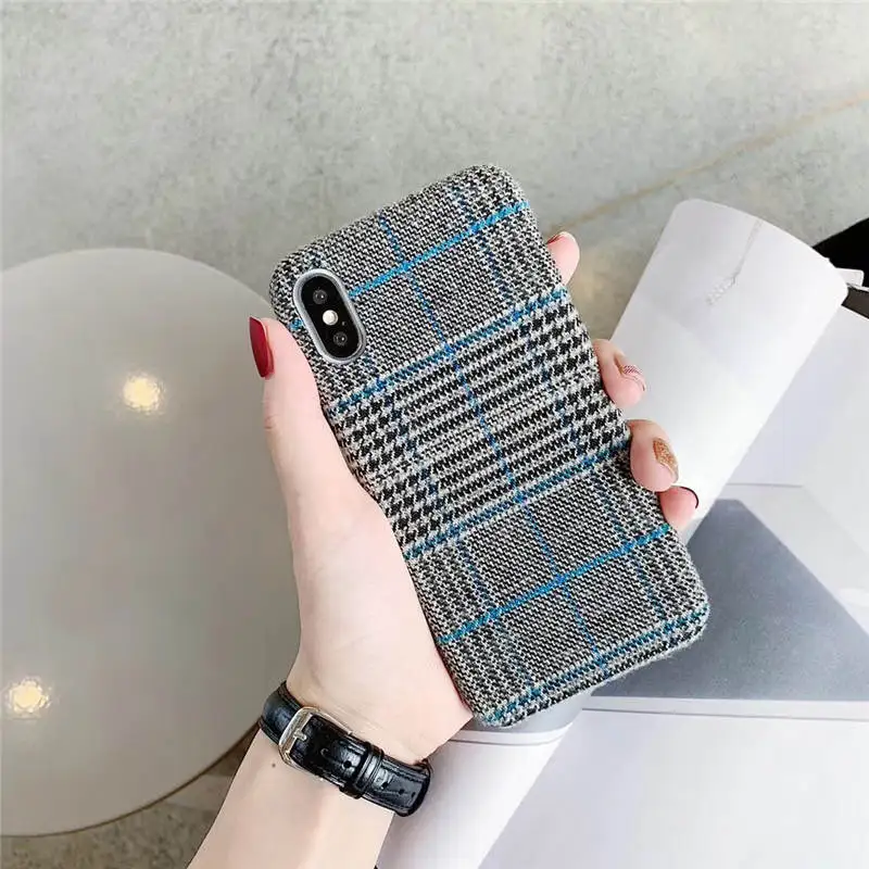 Fabric European And American Plaid For Iphone 66S 6P 78 78plus X Xs Xr Xsmax All-Inclusive Mobile Shell |