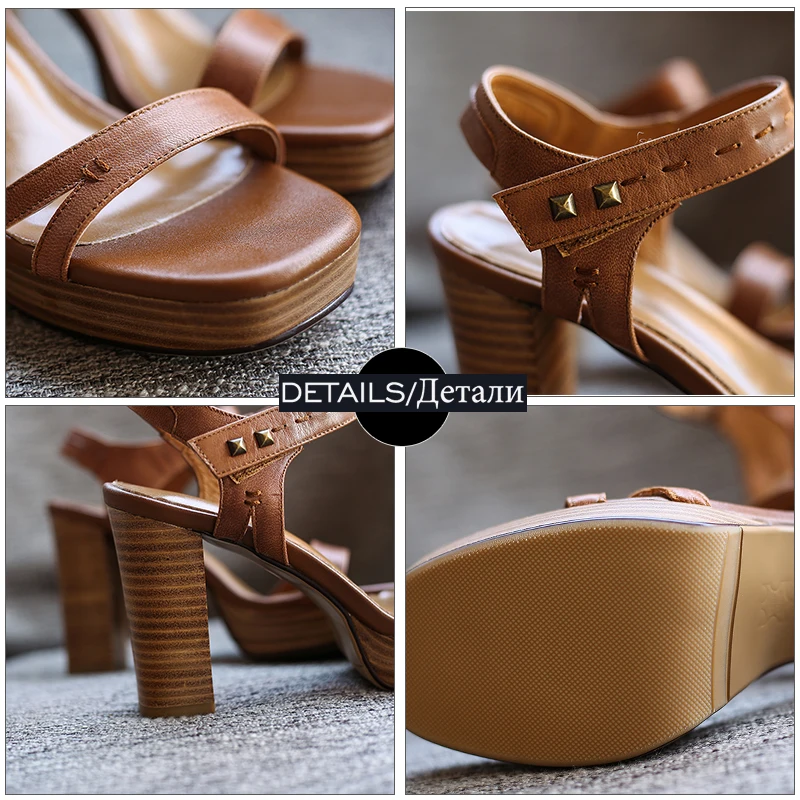 Женские сандалии с заклепками ISNOM черные вечерние босоножки из овчины на