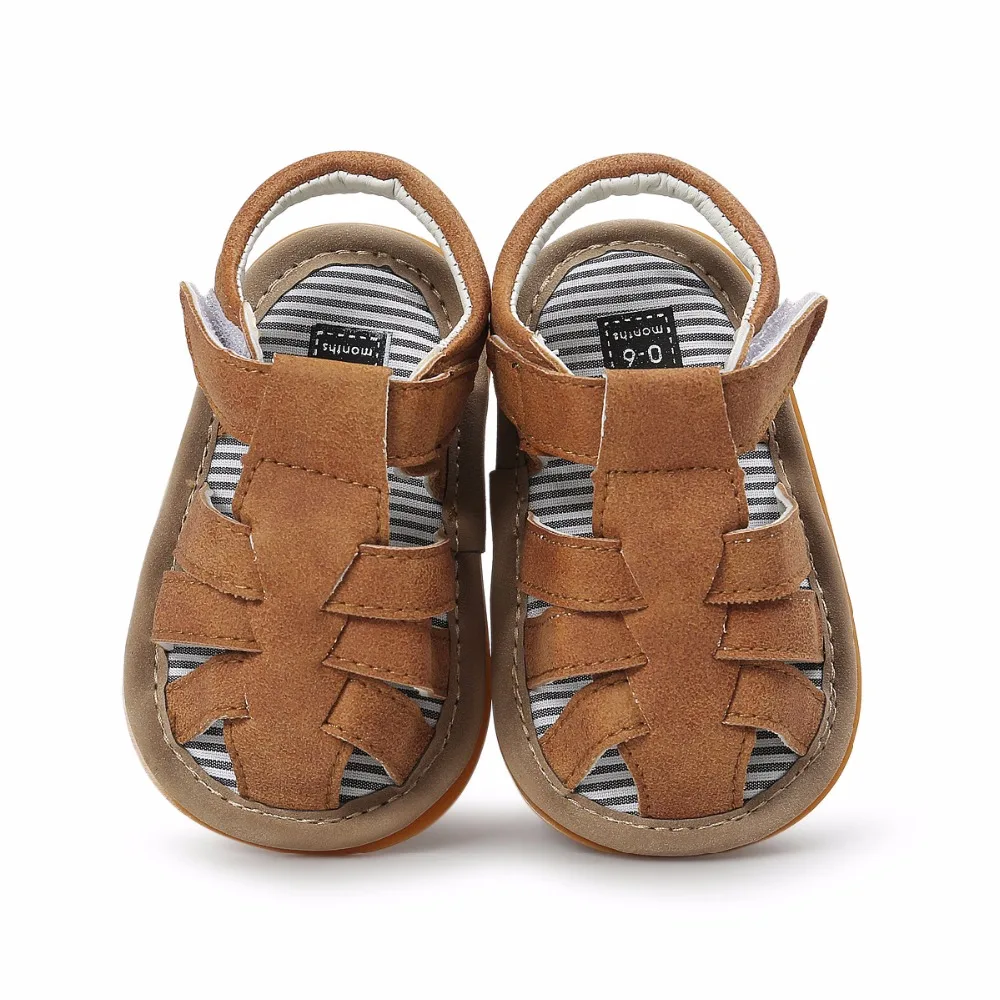 Jongen Sandalen/ летняя обувь для маленьких мальчиков; сандалии; нескользящие пляжные сандалии для первых шагов; нескользящая обувь из искусственной кожи на мягкой подошве для детей ясельного возраста