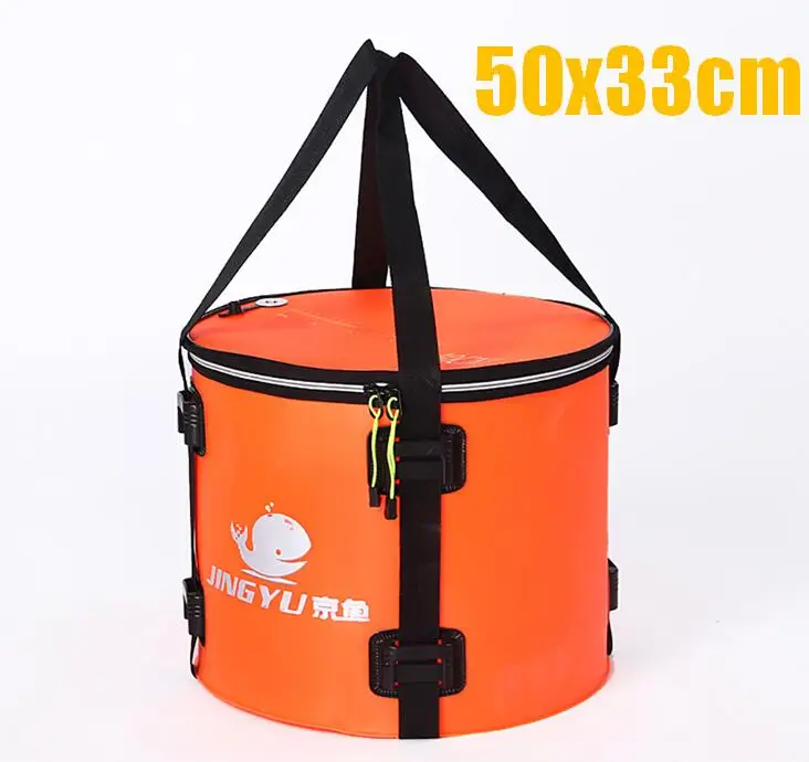 Orange 50x33cm Сверхмощное качественное складное рыболовное ведро с плечевым ремнем 3 размера легкое брезентовое ведро портативное для кемпинга рыбалки - Цвет: Orange 50x33cm