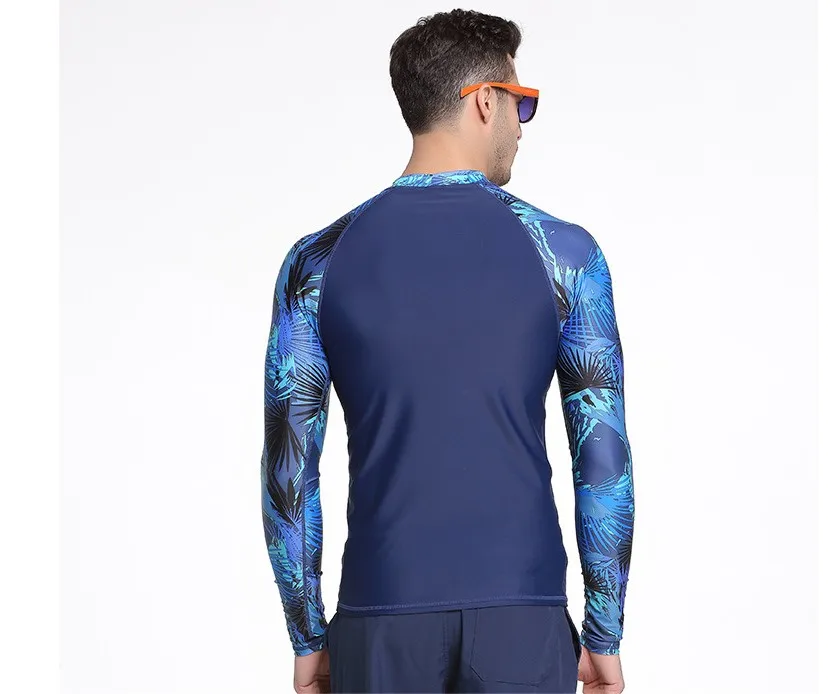 

men swimwear wetsuit diving suit rash guard UPF 50+ surf shirt skin dive stinger suit sun protection top