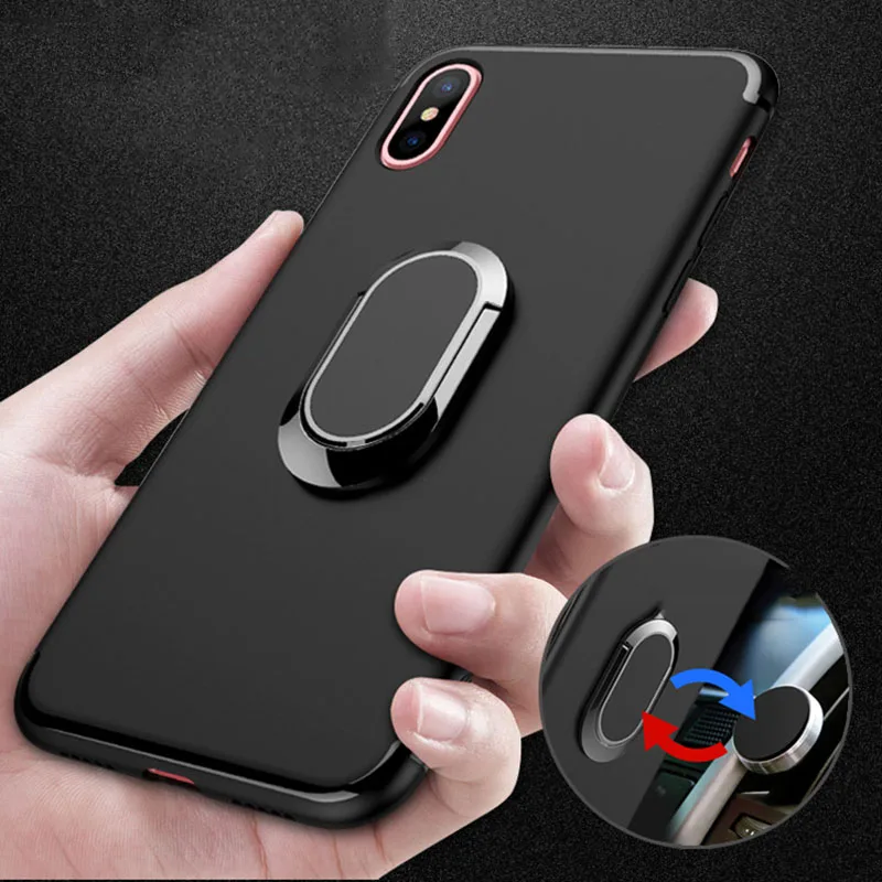 Mobile Keysion Holder For iphone 6 6s 7 8 plus X In Car Magnetic Suction Bracket Case Finger Ring Soft TPU Back Cover SMSNXY | Мобильные