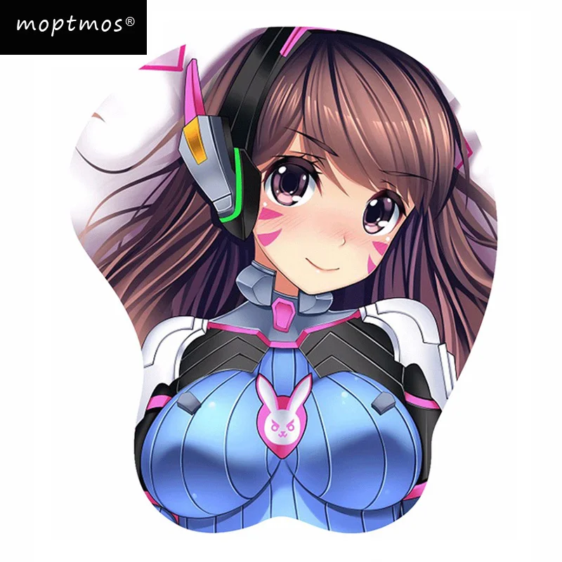 Сексуальный мягкий силиконовый 3D коврик для мыши OW D. VA, игровой коврик для мыши с поддержкой запястья, эргономичный коврик для мыши