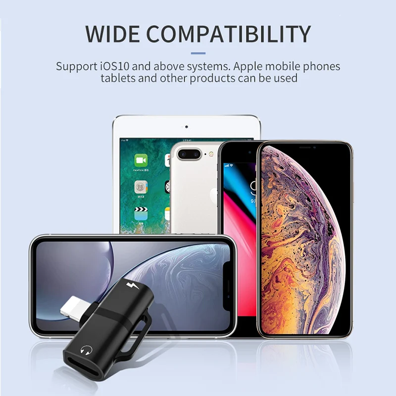HOCO 2 в 1 для Lightning переходник зарядки адаптер iPhone Xs Max XR X 8 7 Plus зарядное устройство