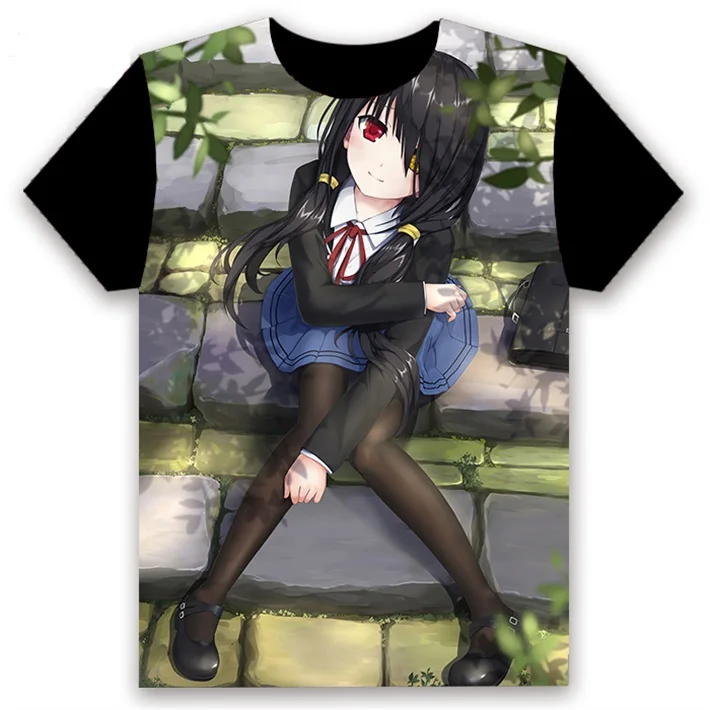 Модная мужская футболка аниме Дата живой Yatogami Tohka Tokisaki Kurumi Косплей Izayoi Miku короткий рукав черная футболка на заказ - Цвет: 22