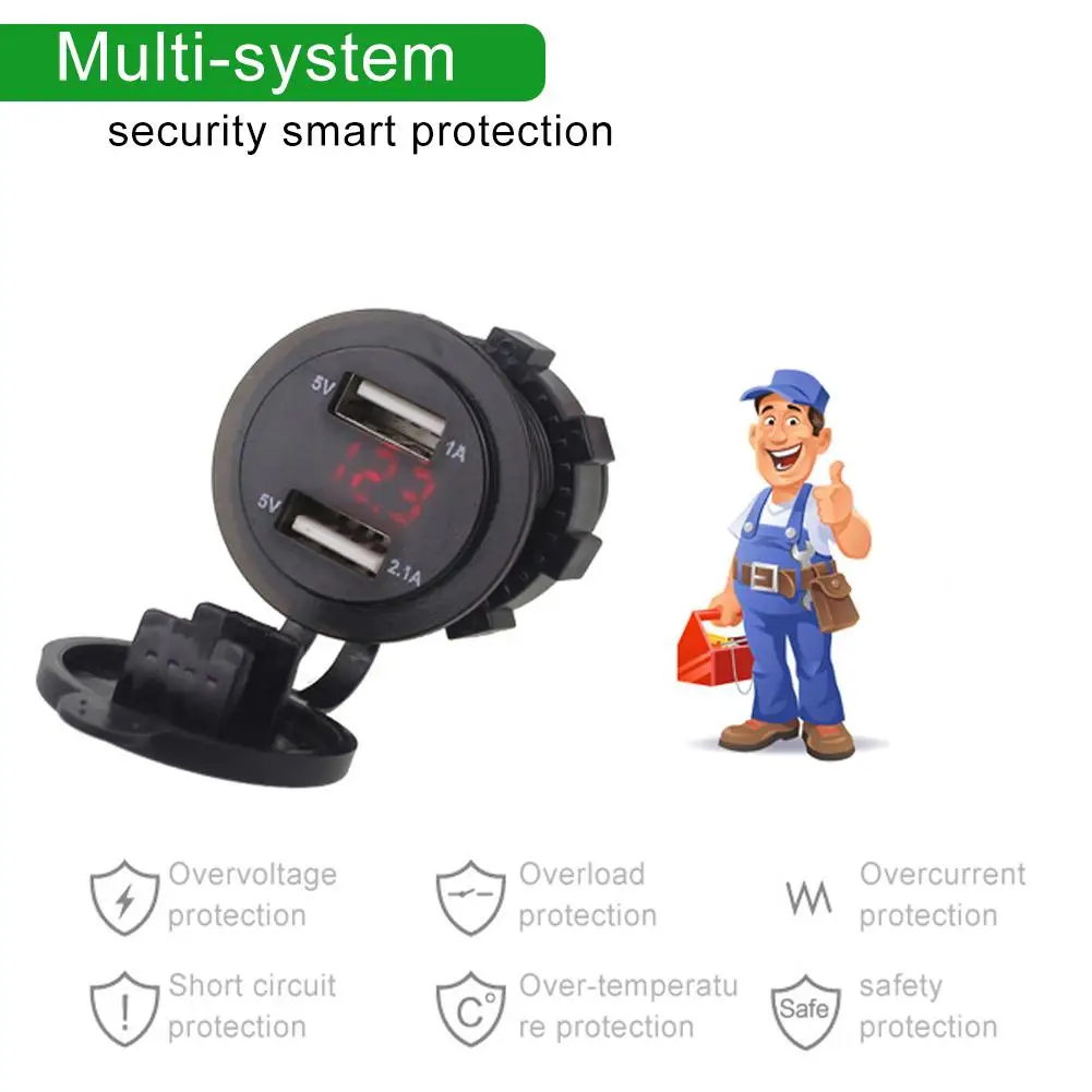 Двойной USB мотоциклетный прикуриватель автомобильный красный синий Зажигалка