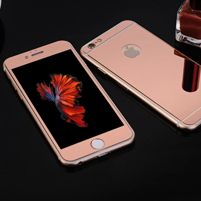Золотое твердое 9H защитное зеркальное стекло для iphone 5 5S SE 6 6s Plus Гальваническое закаленное переднее+ заднее Защитное стекло для экрана