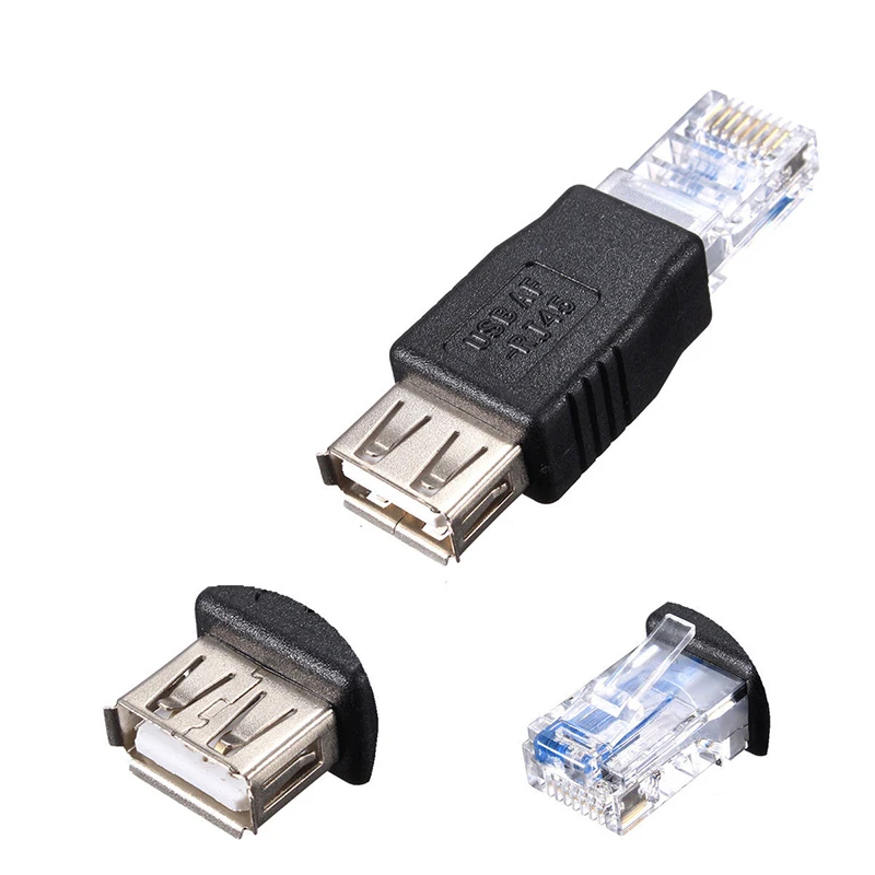 Переходник USB A мама к Ethernet RJ45 папа коннектор маршрутизатор адаптер Черный