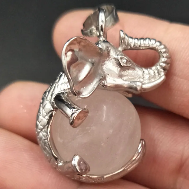 Pink Crystal C5543 Сердолик тигровый глаз лазурит авантюрин Кристалл Опал Золотой Камень Голубой песок жаспе Малахитовый шар слон кулон из бисера WFH526 - Окраска металла: Pink Crystal C5543