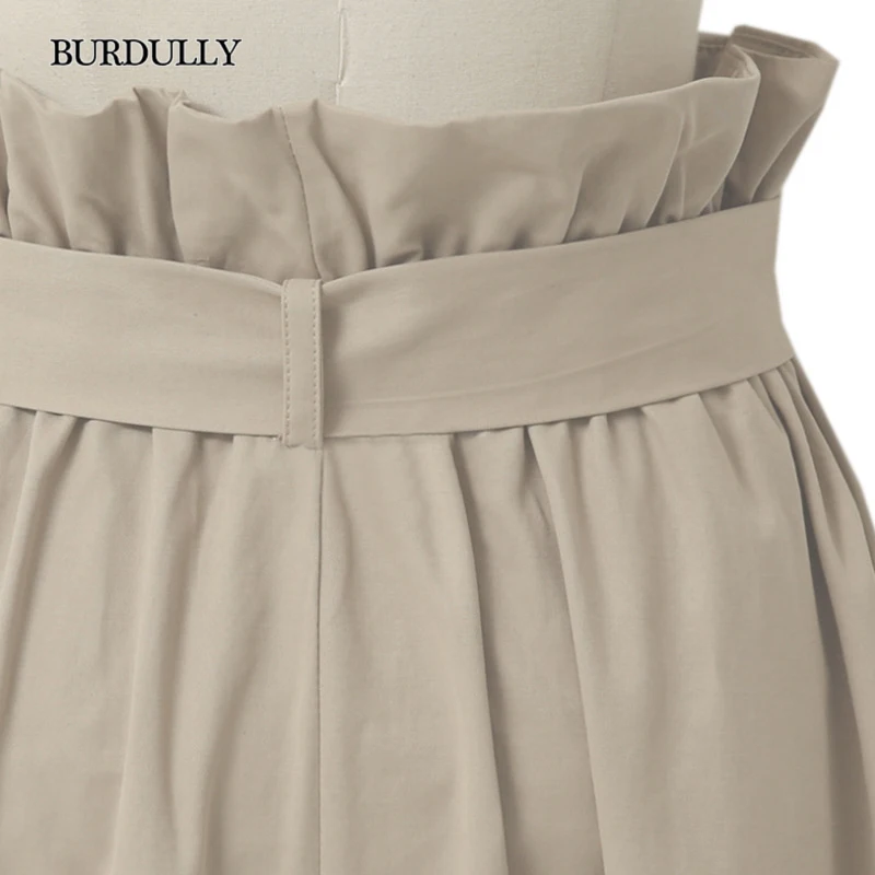 BURDULLY весна осень модная женская элегантная трапециевидная Высокая талия