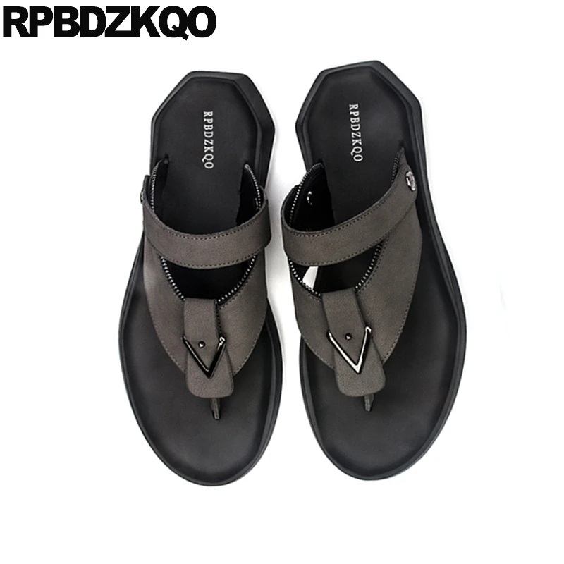 Шлепанцы мужские кожаные сланцы водонепроницаемая обувь с заклепками