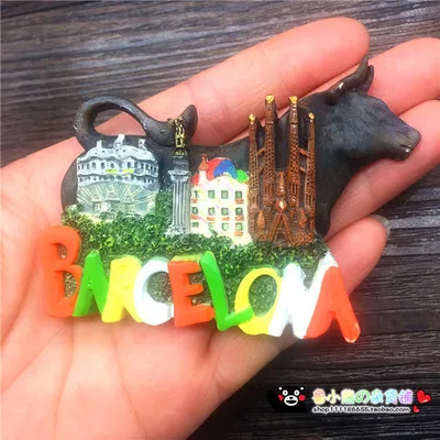 BABELEMI Испания Барселона Asturias Мадрид туристические сувениры 3D смолы ручной работы магнит на холодильник ремесла подарки украшение дома - Цвет: Красный