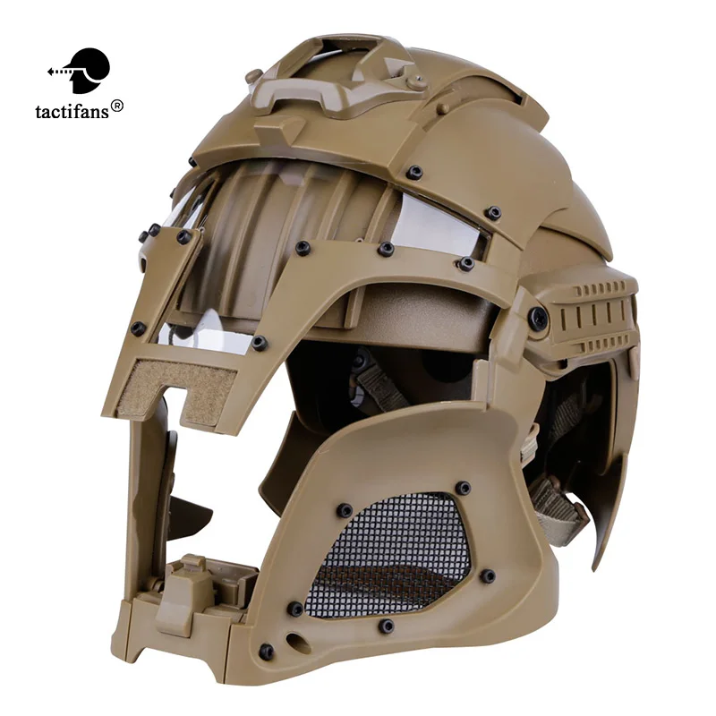 Тактический шлем TACTIFANS для пейнтбола, средневековый шлем железного воина, интегрированный рельсовый кожух NVG, переводная база, рукоятка циф... tactifans acu