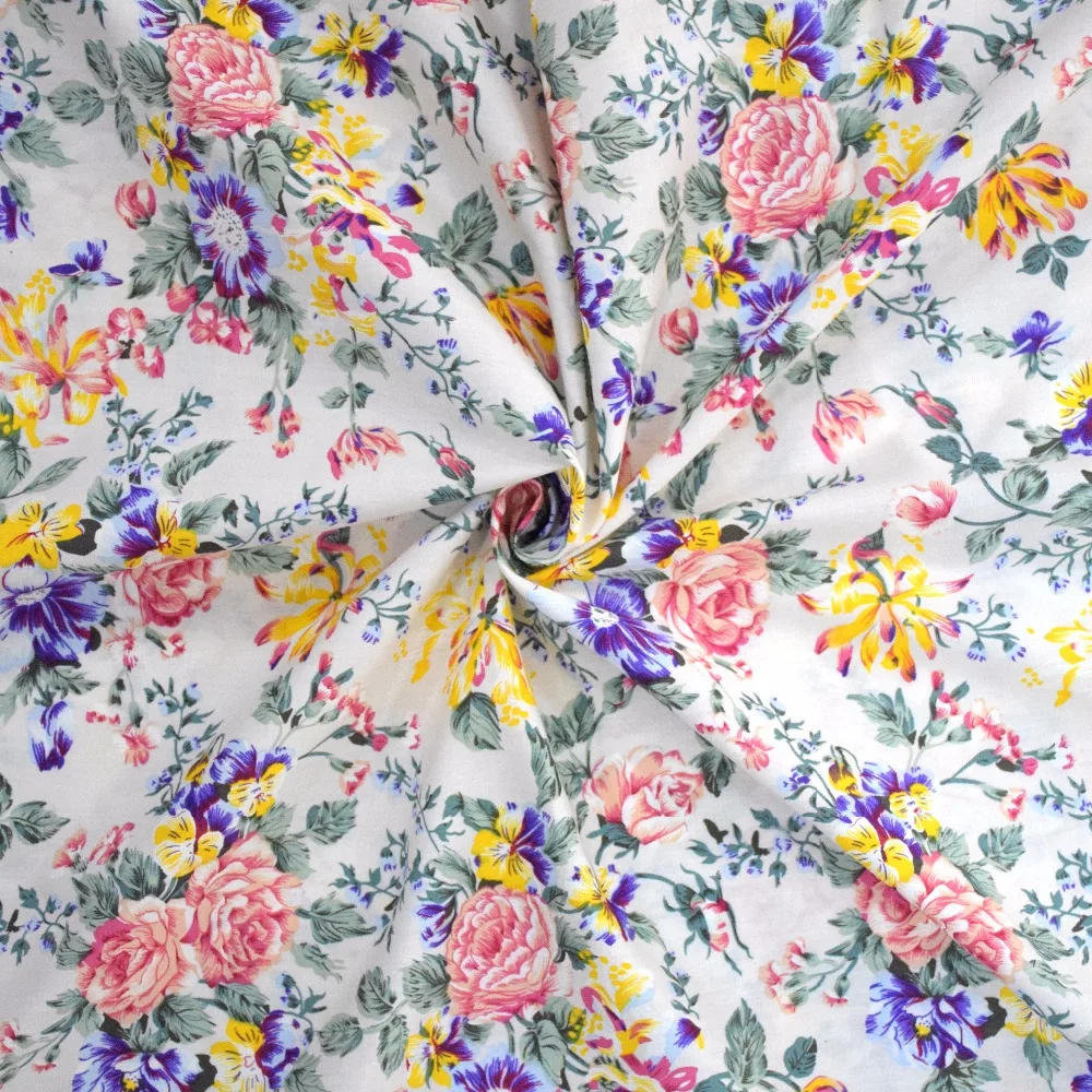 

Hot sale 1.5 meter Width rose printed 100% cotton Poplin fabric for dress European standard