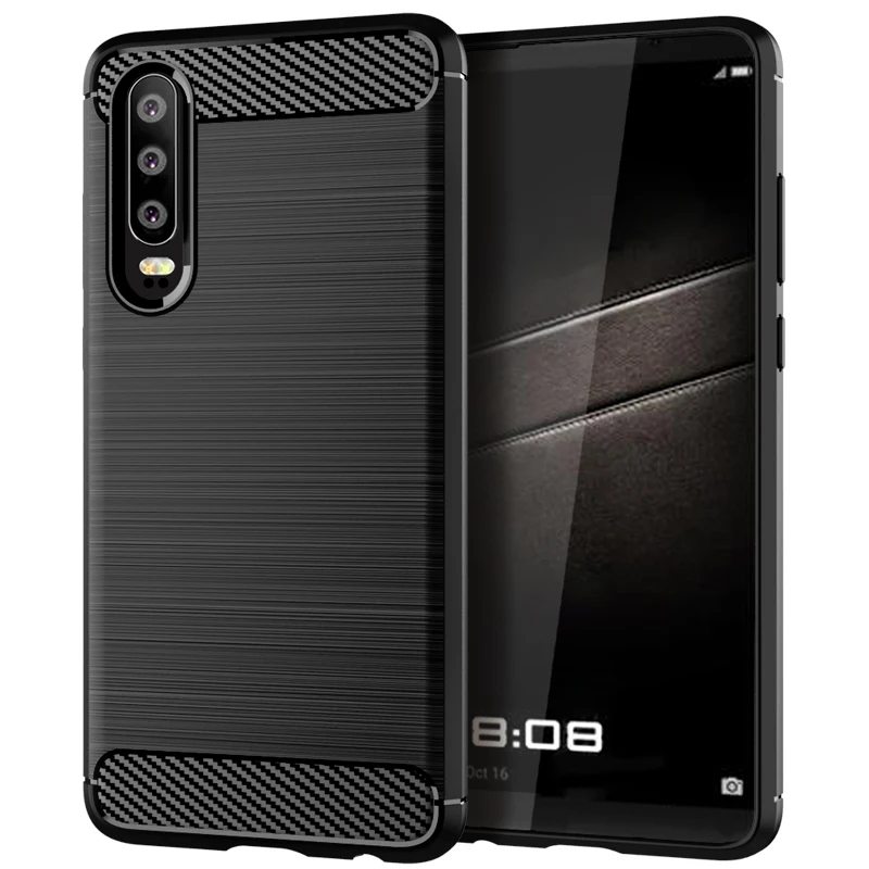 Чехол для Huawei P30 Lite мягкий силиконовый матовый чехол из углеродного волокна Pro