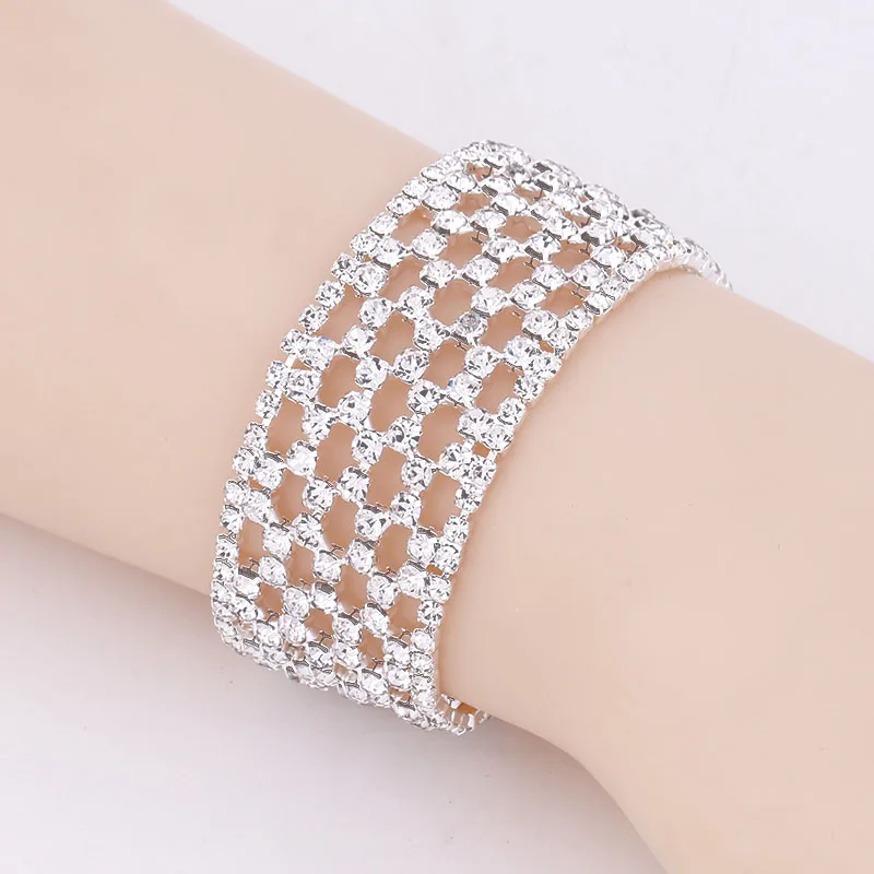 style 6 BLIJERY новые модные браслеты со стразами для Для женщин серебряного цвета со стразами заявление Браслеты и браслеты Femme Свадебные украшения для выпускного - Окраска металла: style 6