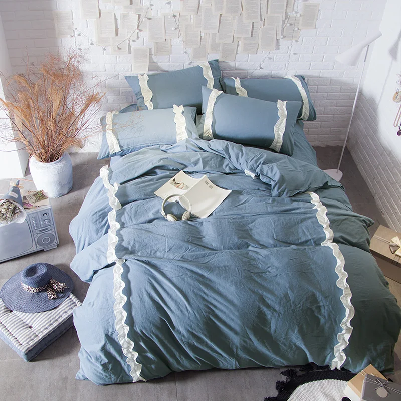 

Горячая 100% мыть хлопок сексуальные кружева постельного белье с реактивным принтом комплект пододеяльник для пухового одеяла простыня покр...