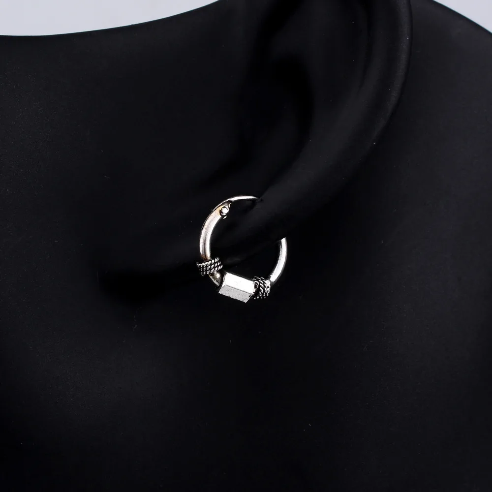 Европейская маленькая серьга кольцо для женщин винтажное серебряное серьги круг